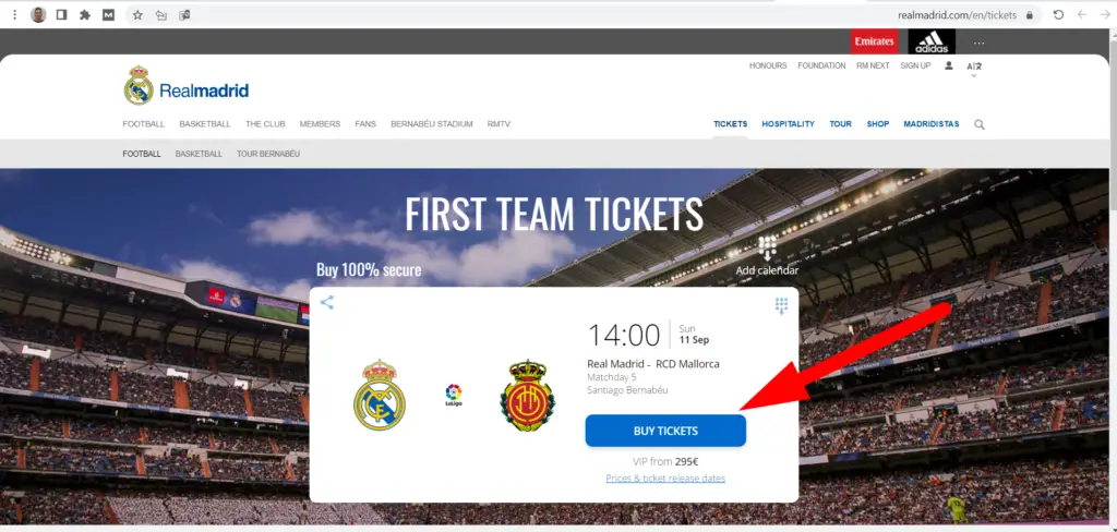How to buy tickets from Real Madrid official site