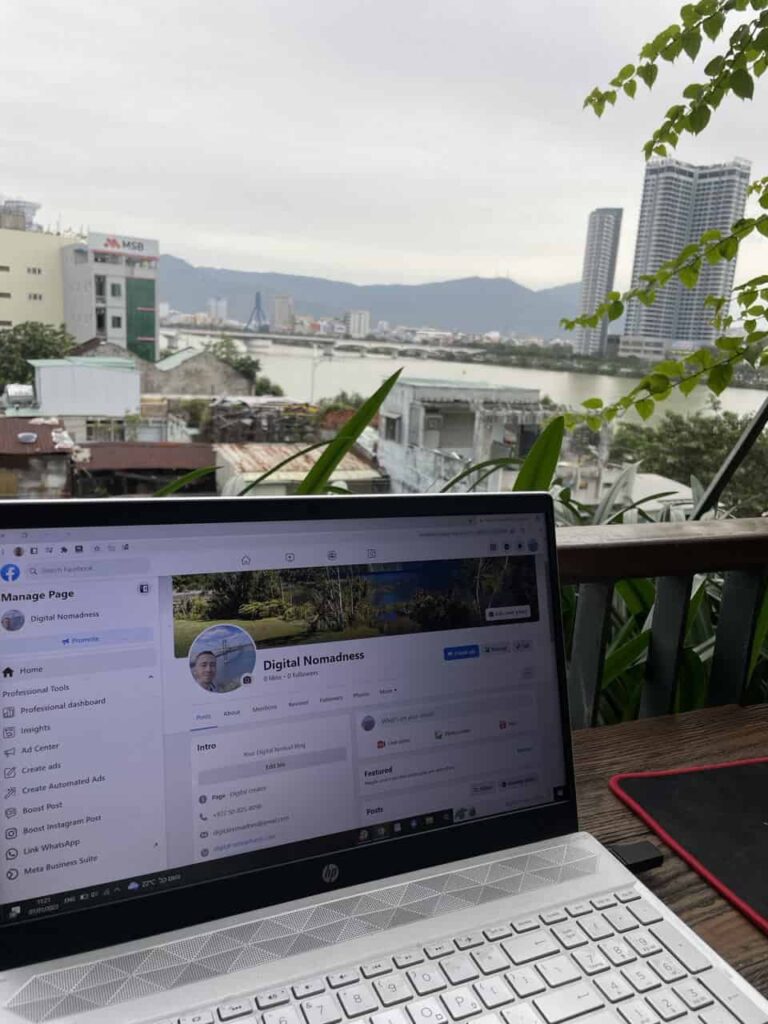 A digital nomad working